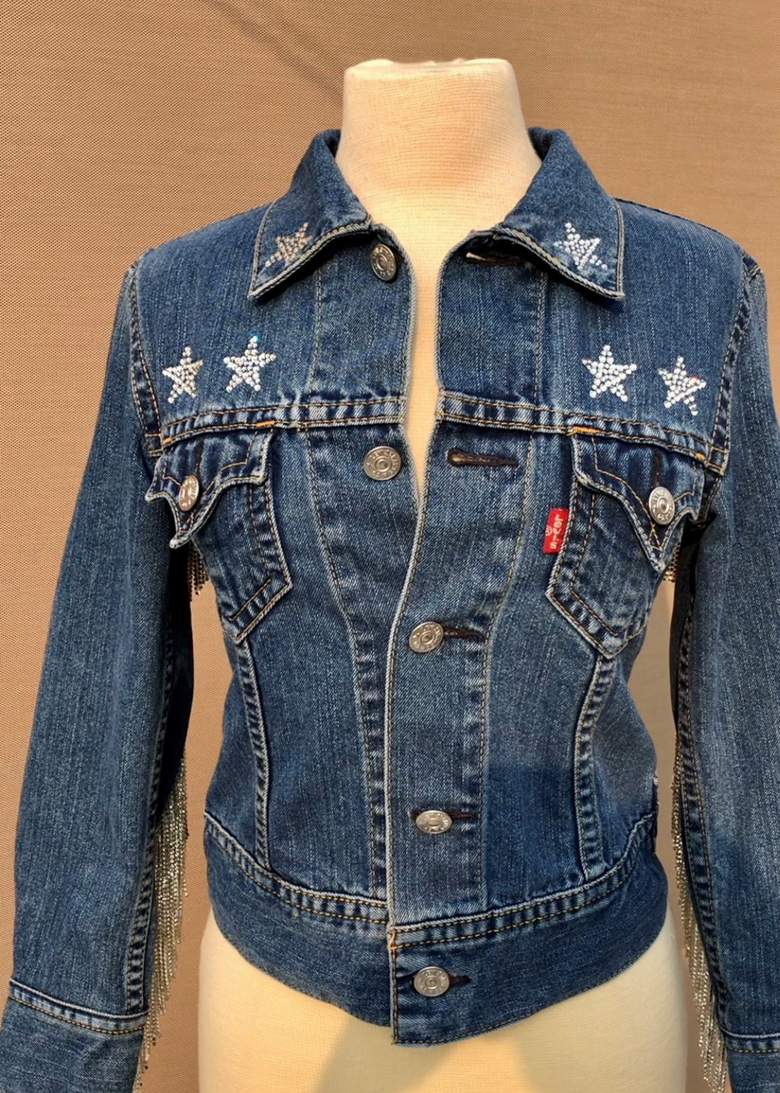 Rhinestone Fringe Jacket Cow Skull