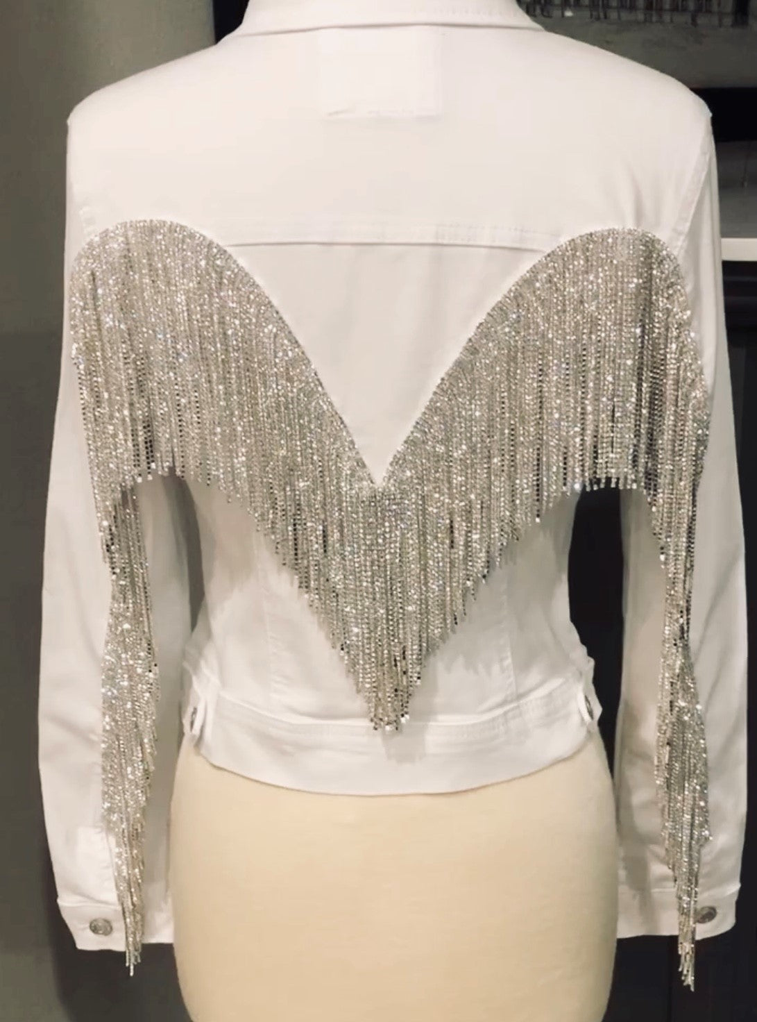 Rhinestone Fringe Jacket "V" design